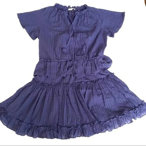 NEW 8apart Simone Tiered Ruffle Mini Dress Navy - Picture 3 of 16